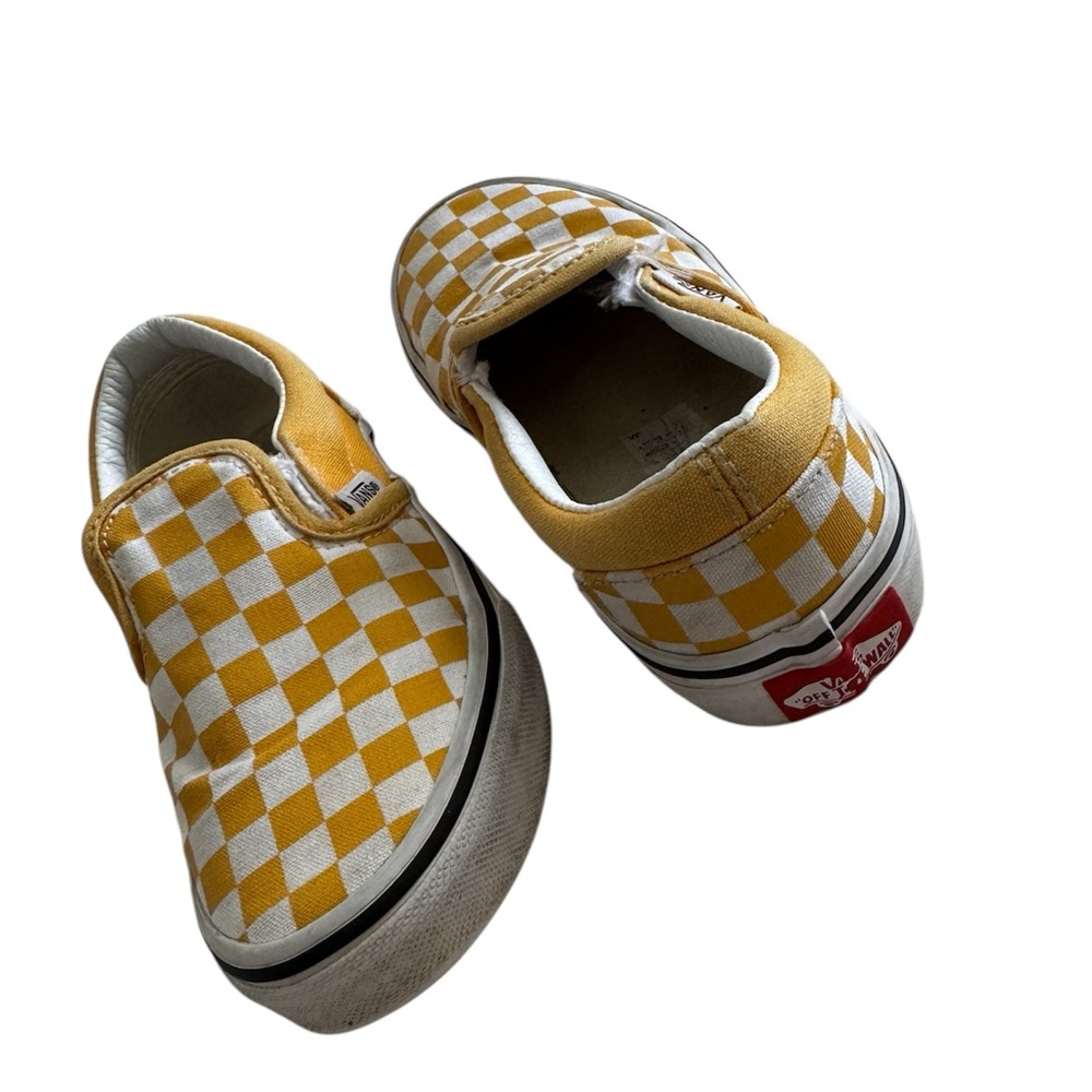 Vans Kids Yellow and White Checkered Slip-On Sneakers